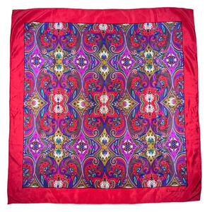Christian Dior Vintage Paisley Pattern Scarf Multicolor Luxury 100% Silk